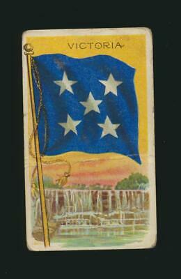 A cigarette card of about 1909 headed Victoria, showing a blue flag with five white stars and no Union Jack